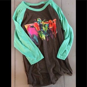 Shirt with painted cows